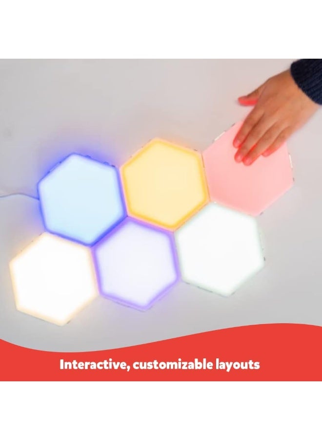 abley's Hexagonal Touch-Sensitive LED Light Panels, Multicolor, Modular Design, Color-Changing, Sensory Wall Decor for Autism Support, Set of 6 - Image 5